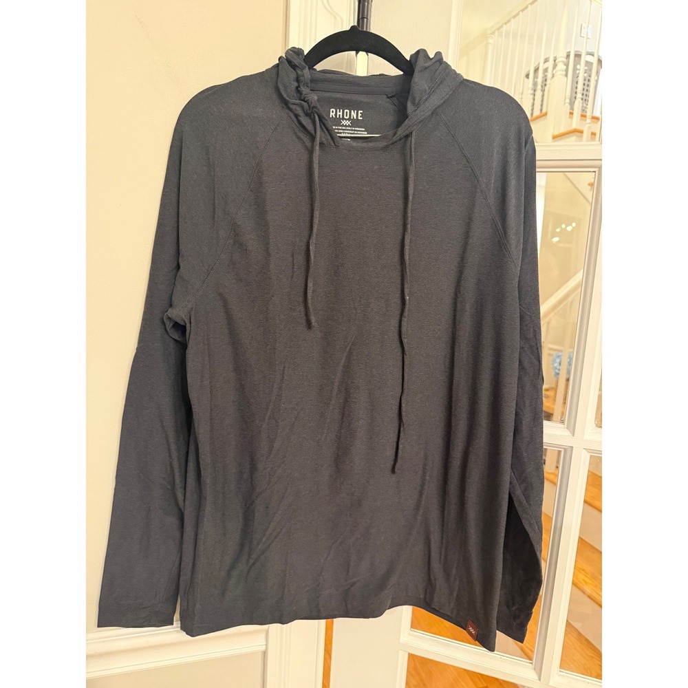 Rhone Reign Mens Long Sleeve Hoodie Charcoal Gray Activewear Shirt Size M